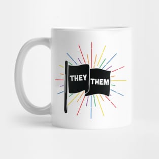 They Them Pronouns Retro Flag Mug